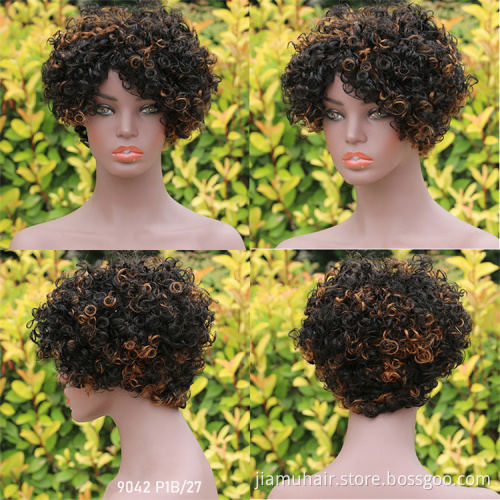 Short Kinky Curly Human Hair Wig,  Pixie Cut Human Hair Wigs For Black Women 100% Brazilian Virgin hair bobo wig